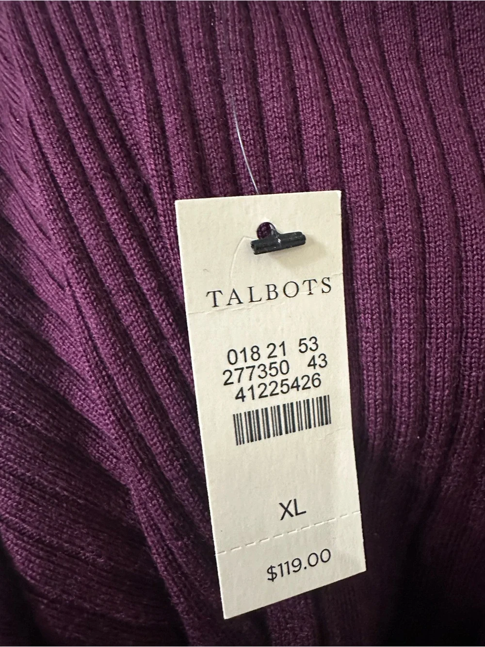 Talbots XL 100% Merino Wool Ribbed Midi Skirt Plum Burgundy NWT